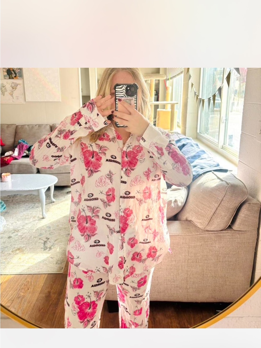 UGA Women's Pink Floral Georgia Pajamas Set